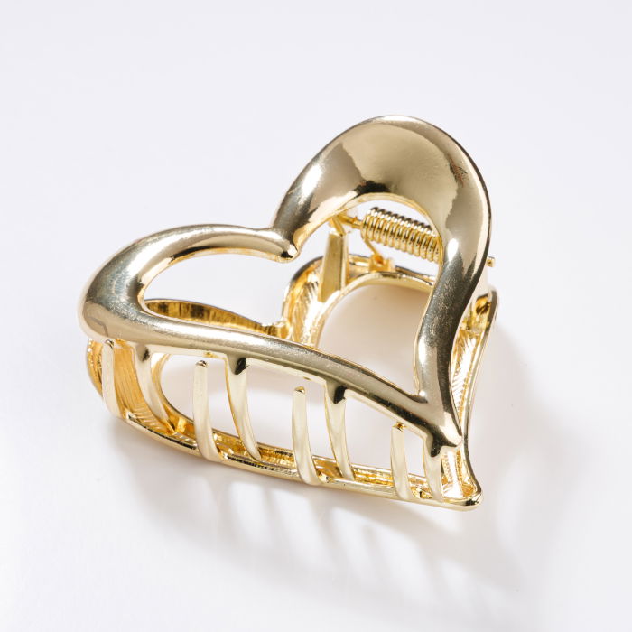 Clama par metalica in forma de inima, aurie [1]