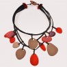 Colier cu 3 siruri inegale, cu elemente diverse agatate, rosii si bej [2]
