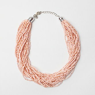 Colier cu multe siruri rasucite din margelute mici roz deschis, pastel [2]