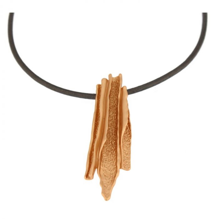 Colier din ZAMAC placat cu aur cu forma de bara cu striatii, auriu mat [3]