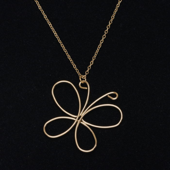Colier lant fin cu pandant fluture din otel inoxidabil auriu [2]