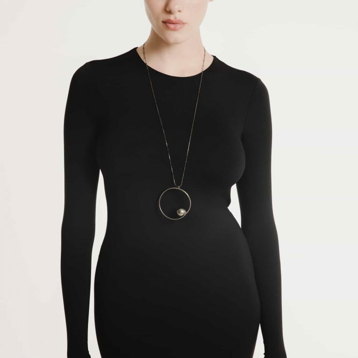 Colier lant lung Vault cu pandant, din alama placat cu gun metal [4]