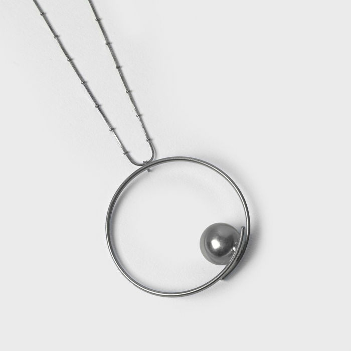 Colier lant lung Vault cu pandant, din alama placat cu gun metal [3]