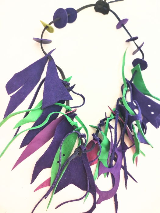 Colier Indigo din piele naturală, asimetric, unicat [2]