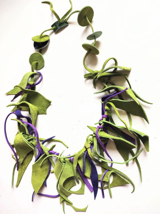 Colier Olive handmade   din piele naturala, asimetric, unicat [2]