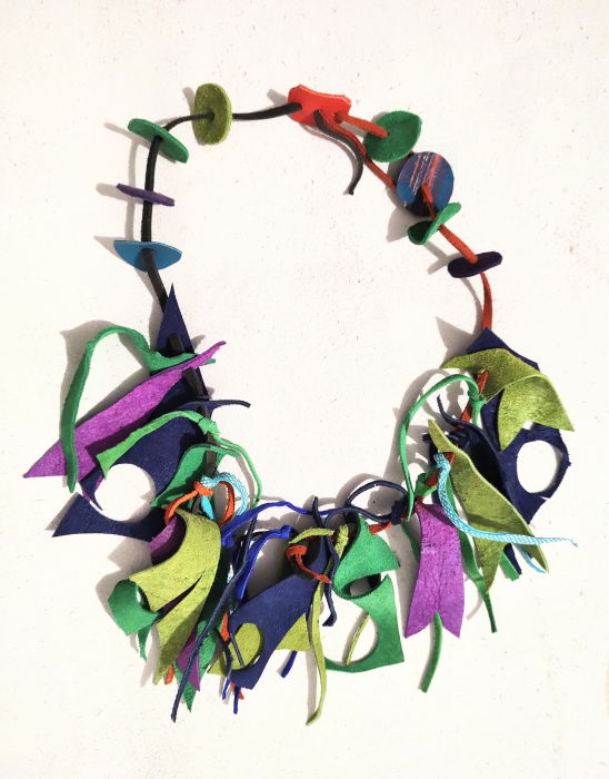 Colier inedit din mix piele naturala ,asimetric,unicat [2]