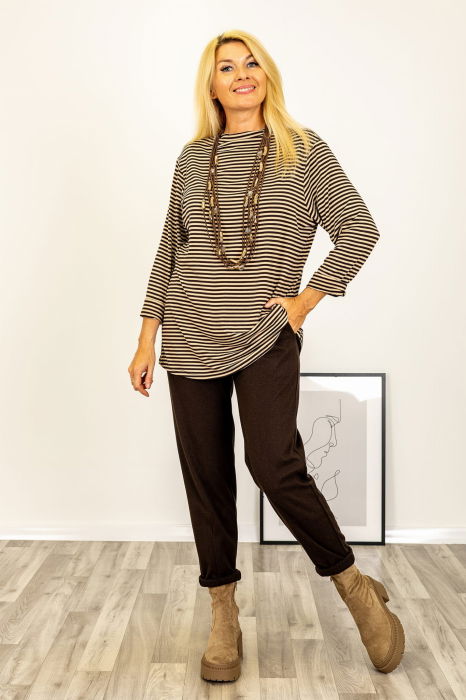 Colier multisir maro cu elemente aurii și cristale – boho statement [3]