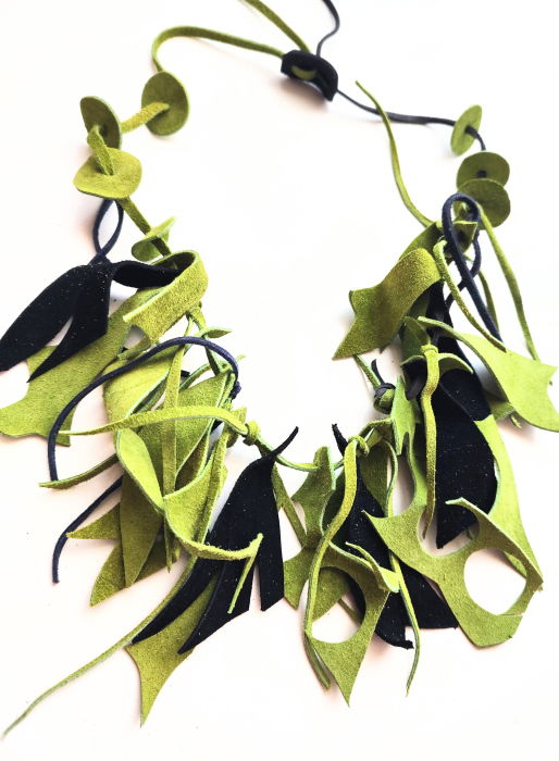 Colier Olive din piele naturală, asimetric, unicat [2]