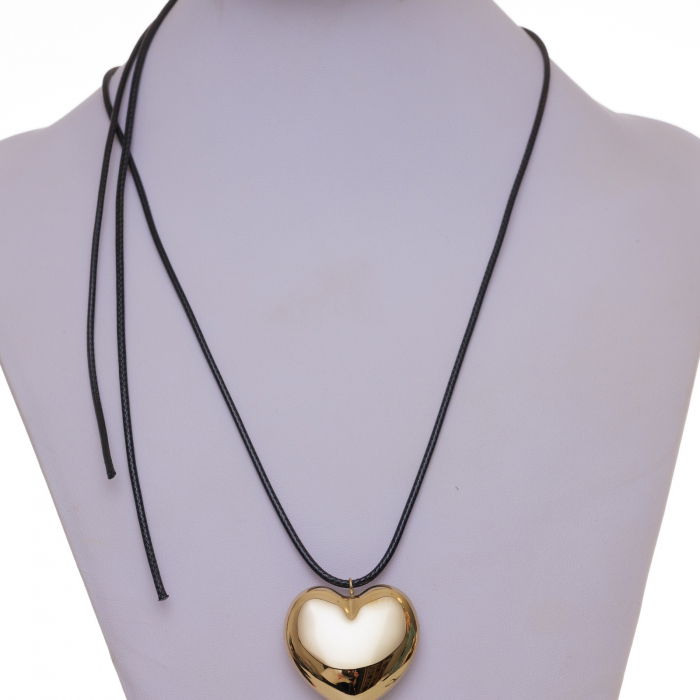 Colier reglabil in forma de inima din otel inoxidabil auriu [4]