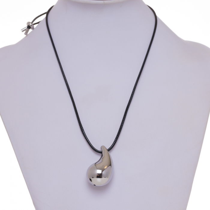 Colier reglabil in forma de picatura din otel inoxidabil argintiu, model gen botega venetta [5]