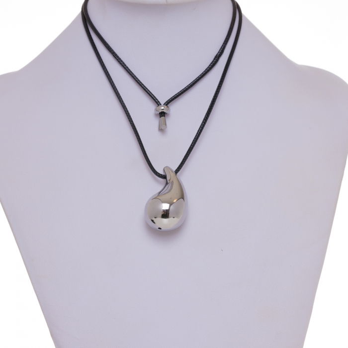 Colier reglabil in forma de picatura din otel inoxidabil argintiu, model gen botega venetta [3]