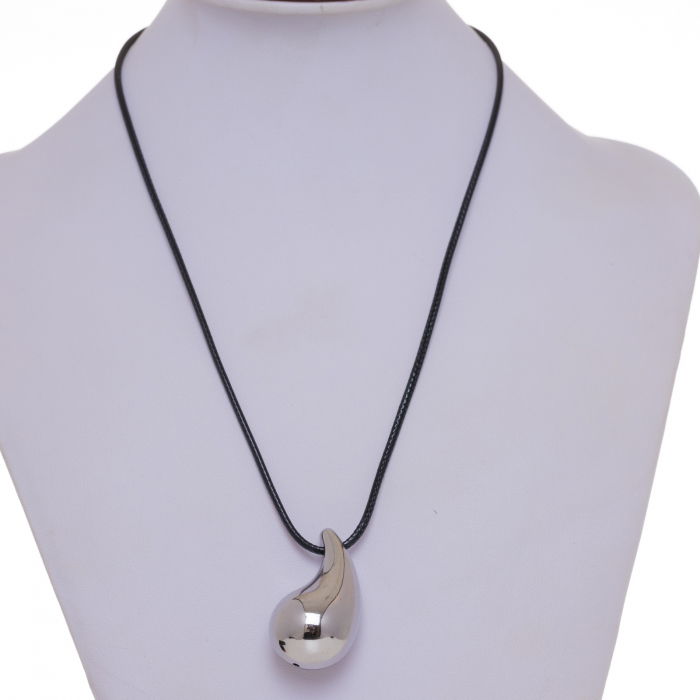 Colier reglabil in forma de picatura din otel inoxidabil argintiu, model gen botega venetta [2]