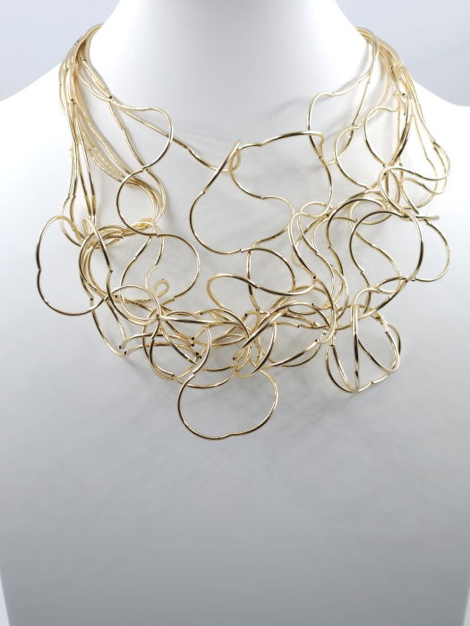 Colier scurt statement din multe siruri, cu bucle in cascada, auriu [1]