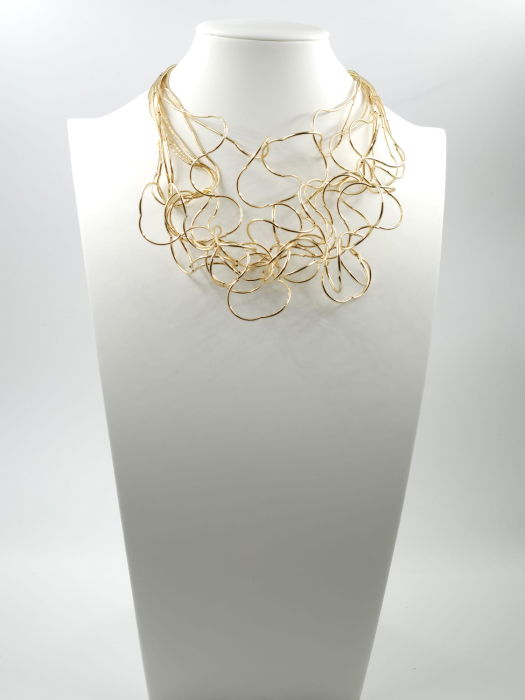 Colier scurt statement din multe siruri, cu bucle in cascada, auriu [2]