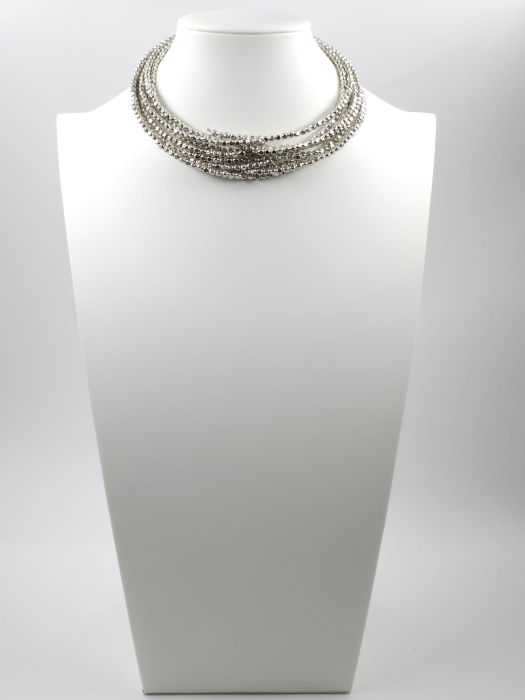 Colier semirigid si elastic cu elemente mici argintii - design minimalist de efect [2]