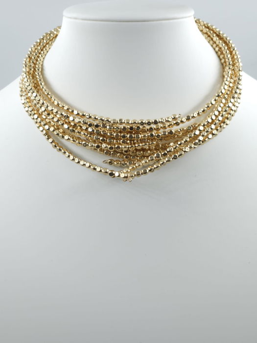 Colier semirigid si elastic cu elemente mici aurii - design minimalist de efect [4]