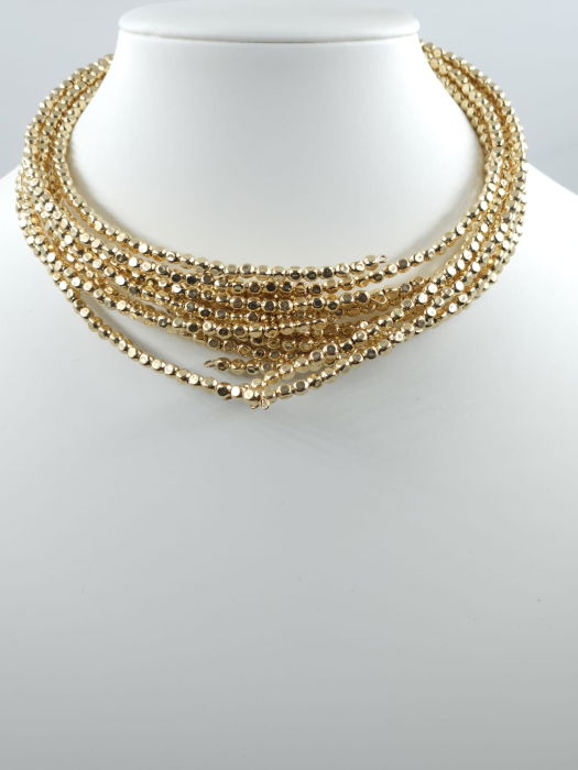 Colier semirigid si elastic cu elemente mici aurii - design minimalist de efect [3]
