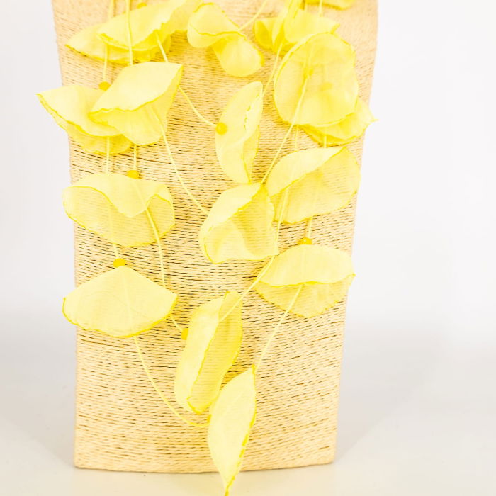 Colier statement galben cu petale textile de mac 3D din organza - design artistic italian [2]