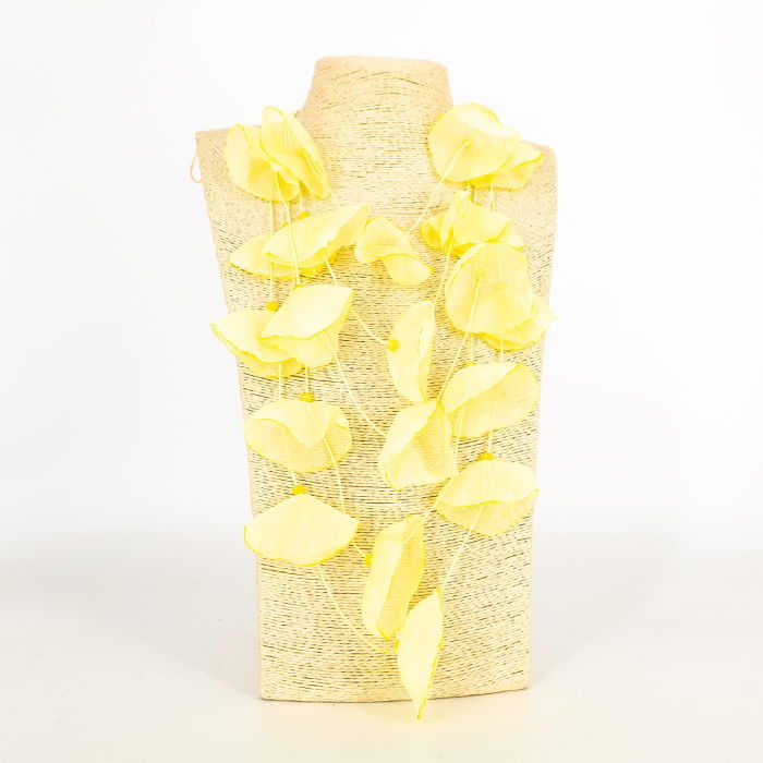 Colier statement galben cu petale textile de mac 3D din organza - design artistic italian [1]