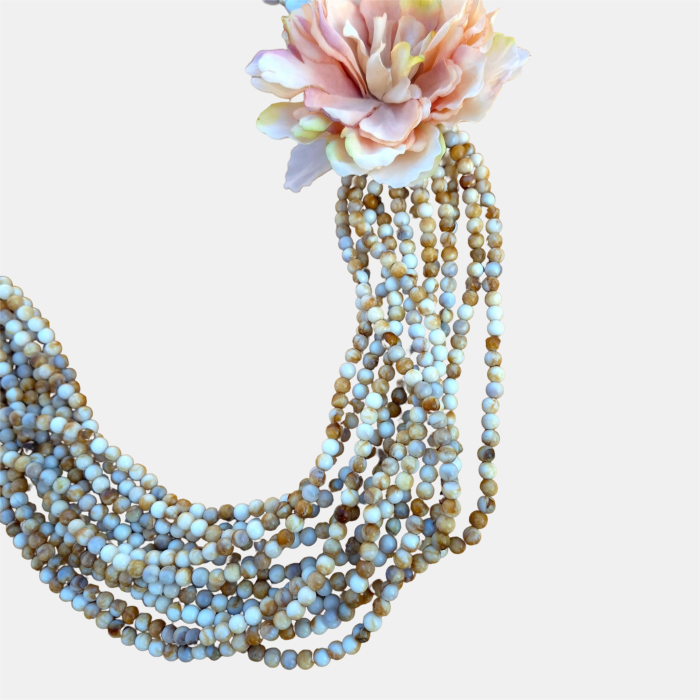 Colier statement cu floare 3D si siraguri de margele – design romantic [2]