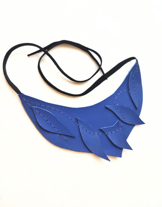 Colier statement din piele naturală albastru electric [2]