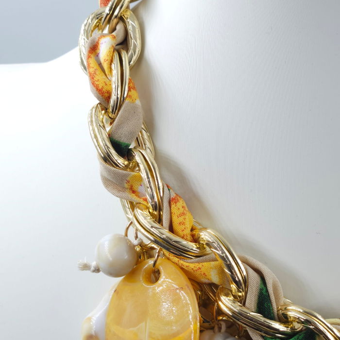 Colier statement marin galben cu stele de mare si scoici – design resort glam [6]