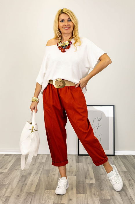 Colier statement rosu caramiziu cu flori aurii și fluture – stil italian [5]