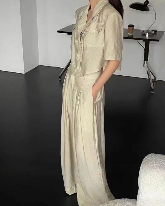 Compleu din vascoza cu bluza scurta tip sacou si pantaloni, negru [2]