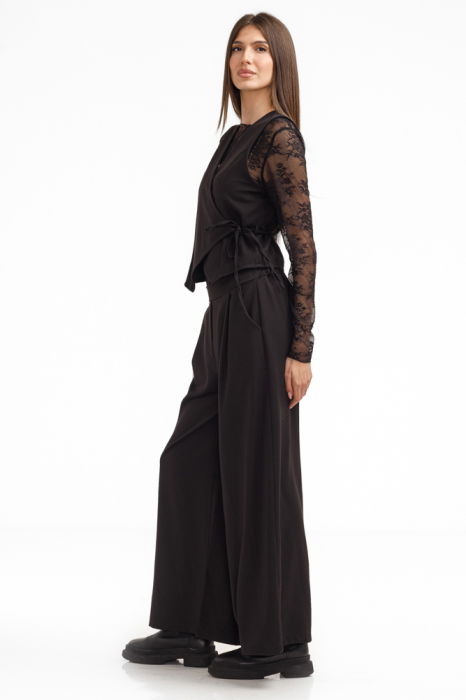 Compleu elegant dama cu vesta și pantaloni drepti, negru [3]