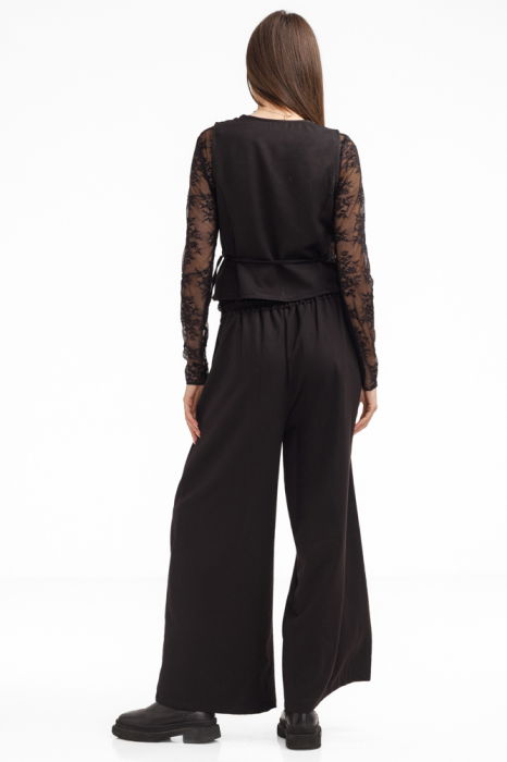 Compleu elegant dama cu vesta și pantaloni drepti, negru [4]
