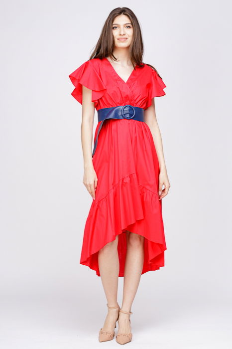 Curea bleumarin din piele naturala cu latime de 7 cm, catarama rotunda imbracata in piele [2]