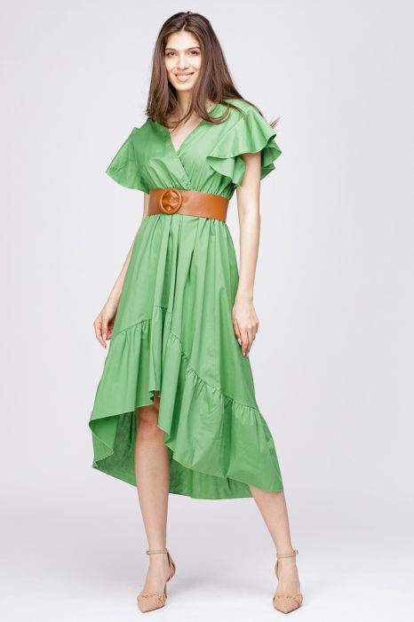 Curea camel din piele naturala cu latime de 7 cm, catarama rotunda imbracata in piele [3]