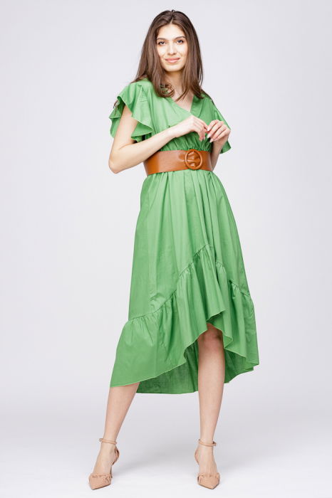 Curea camel din piele naturala cu latime de 7 cm, catarama rotunda imbracata in piele [2]