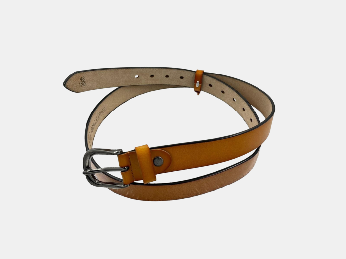 Curea dama din piele naturala camel cu catarama metalica [3]