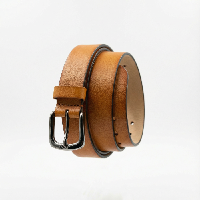 Curea dama din piele naturala camel cu catarama metalica [2]