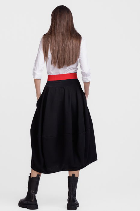 Curea elastica cu piele intoarsa ecologica rosie si catarama dreptunghiulara cu colturi rotunjite [4]