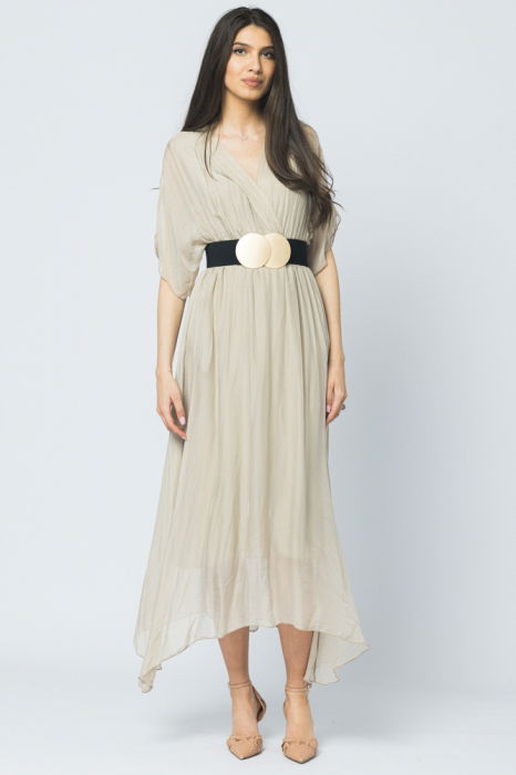 Curea elastica neagra 6 cm latime cu catarama doua cercuri aurii mate [3]