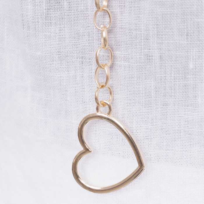 Curea flexibila metalica cu inimi, cu lant de prelungire, aurie [2]