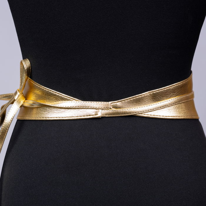 Curea lata petrecuta aurie din piele ecologica [2]