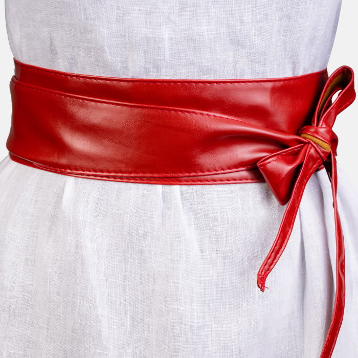 Curea lata petrecuta rosu inchis din piele ecologica [2]