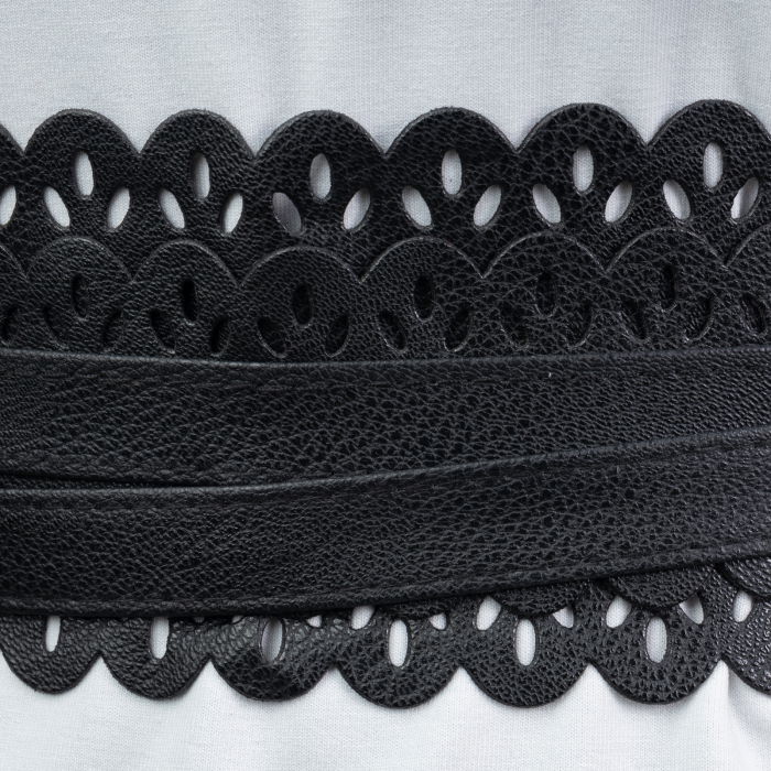 Curea lata petrecuta neagra, din piele ecologica cu model decupat [2]