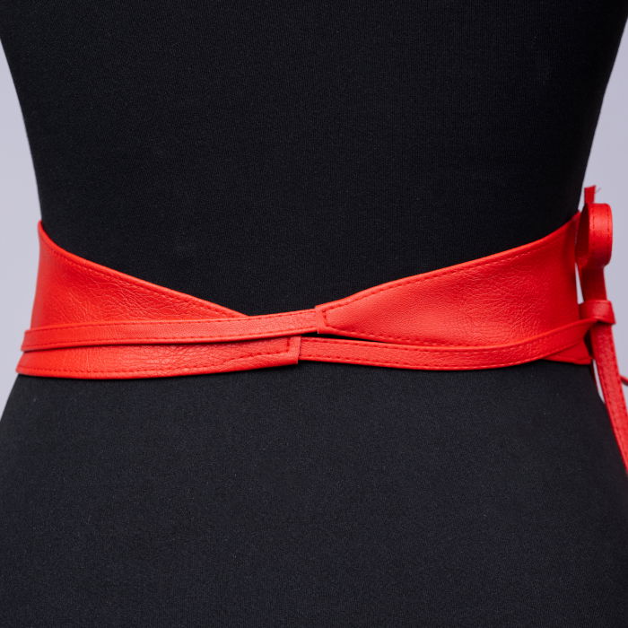 Curea lata petrecuta rosu din piele ecologica [2]