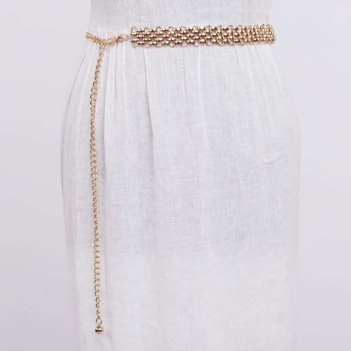 Curea metalica aurie 2.5 cm,  impletitura flexibila [2]