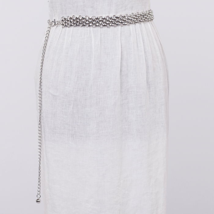 Curea metalica argintie 2.5 cm,  impletitura flexibila [2]