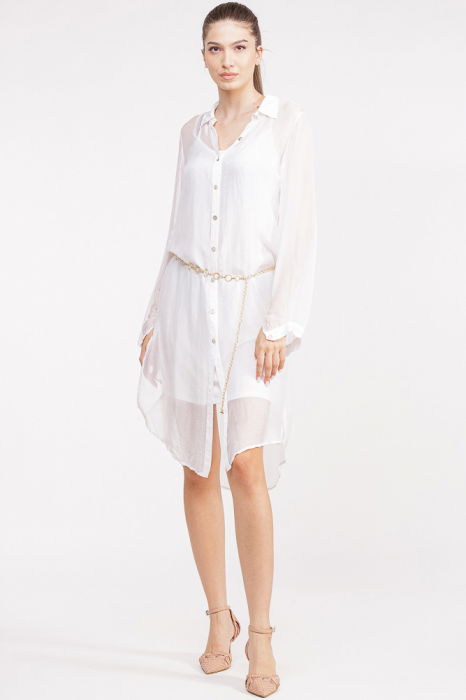 Curea metalica aurie cu cercuri si strasuri albe, flexibila cu lant de prelungire [2]