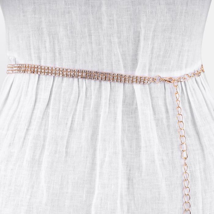 Curea metalica aurie cu strasuri albe, flexibila [2]