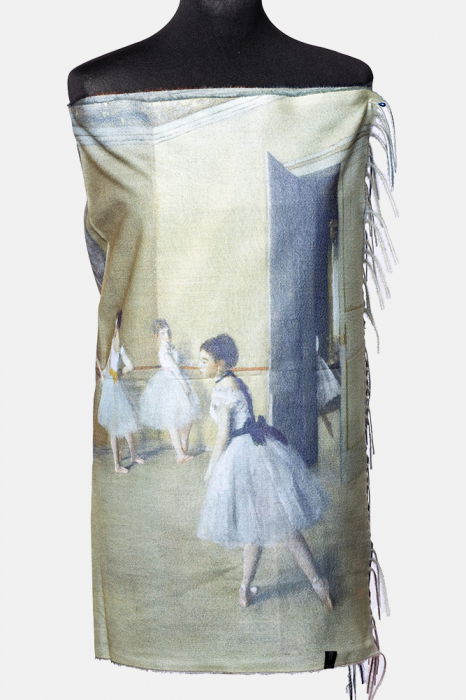 Esarfa cashmere cu doua fete imprimata cu imeprimeu inspirat dupa un tablou cu balerine al lui Degas [2]