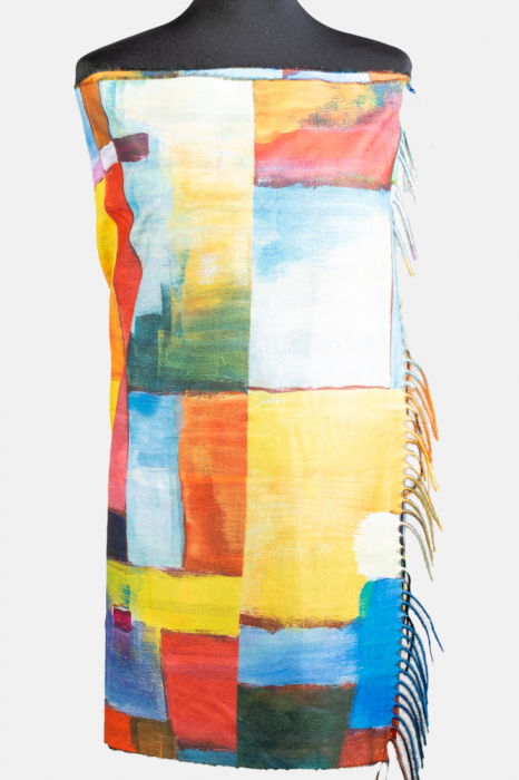 Esarfa cashmere cu doua fete imprimata cu reproducere dupa o pictura cu fata cu umbrela [2]