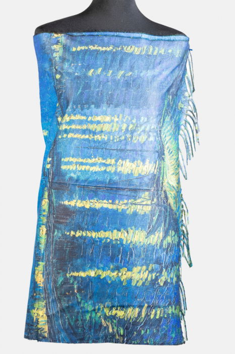 Esarfa cashmere cu doua fete imprimata cu reproducere dupa " Cafeneaua" de Van Gogh [2]