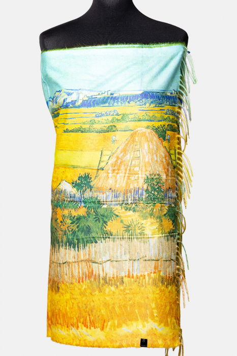 Esarfa matase cu doua fete imprimata cu reproducerea dupa pictura `Floarea soarelui` a lui Vincent Van Gogh [2]